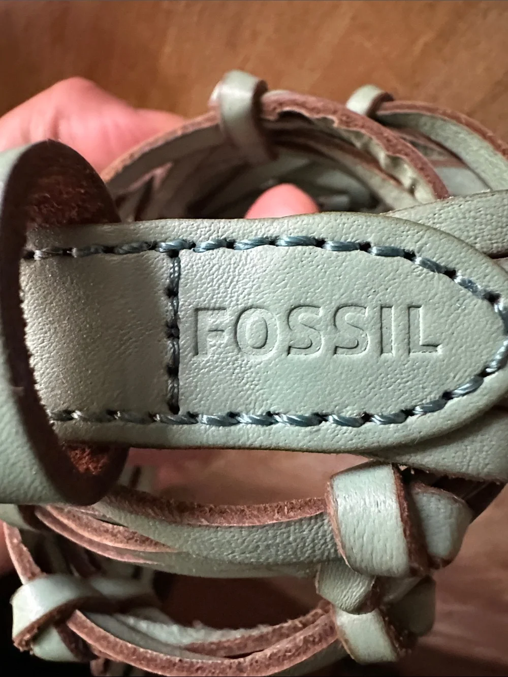 Fossil Braided Leather Belt in Mint Green